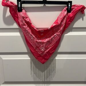 Pink party bandana with sparkle fringe